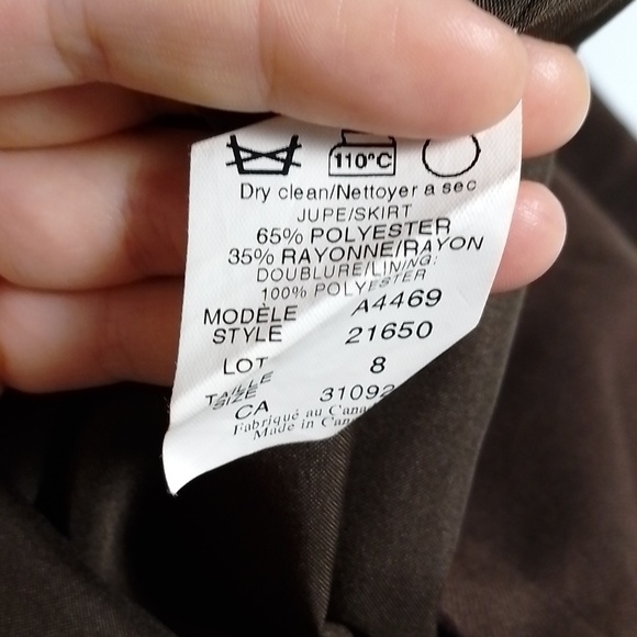 Vintage Mark Edwards brown pencil skirt 8 lined made in canada - Picture 6 of 6